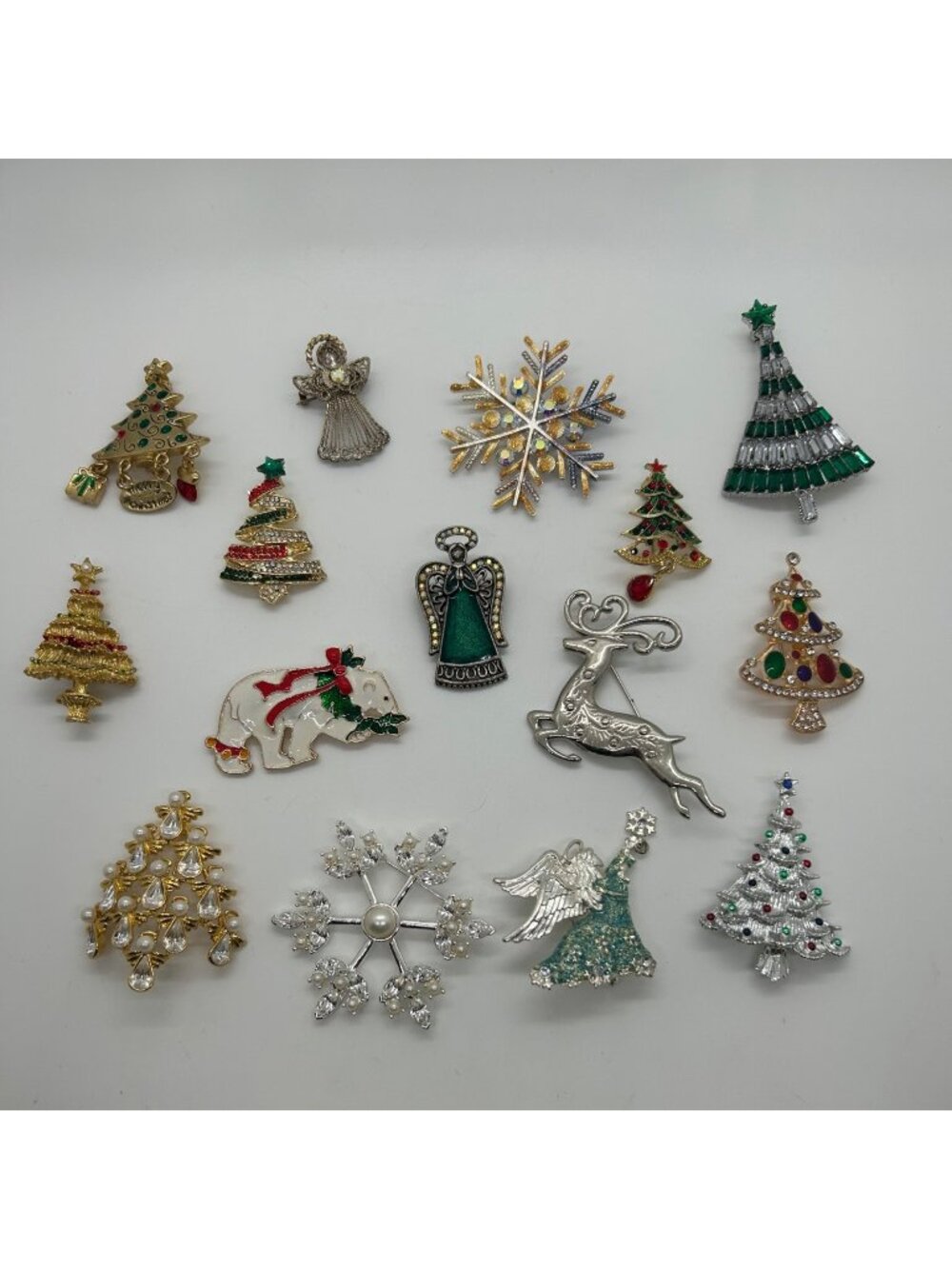 Christmas Brooch Lot Tree Pin Radko Eisenberg Avon Gerry Vintage Modern - Picture 3 of 15